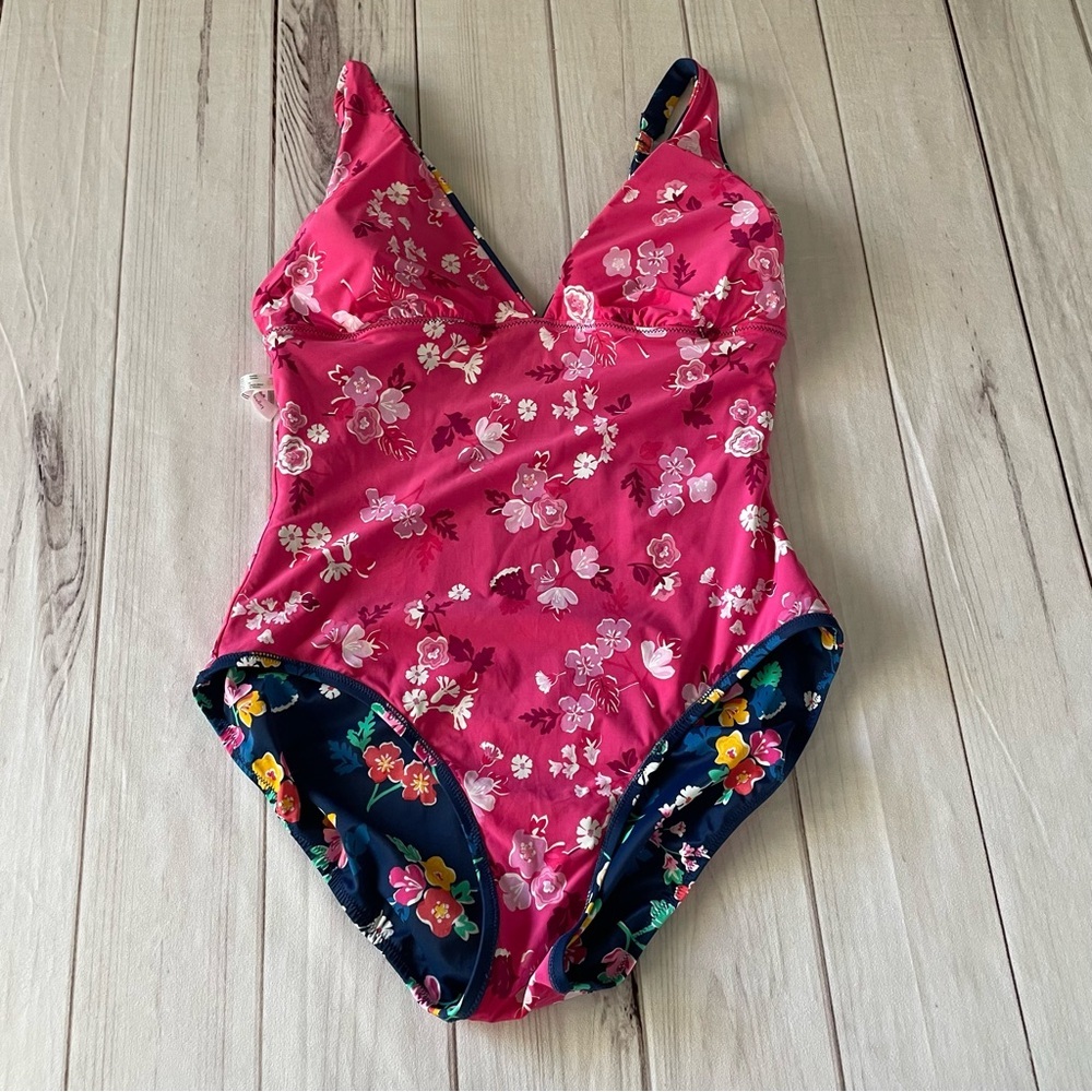 Vera Bradley Reversible One Piece Floral Swimsuit Women’s 16 | XL Blue Pink Boho - Picture 8 of 15